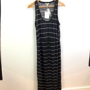 NWT Joie 100% linen Striped Black and white Maxi Dress size M
